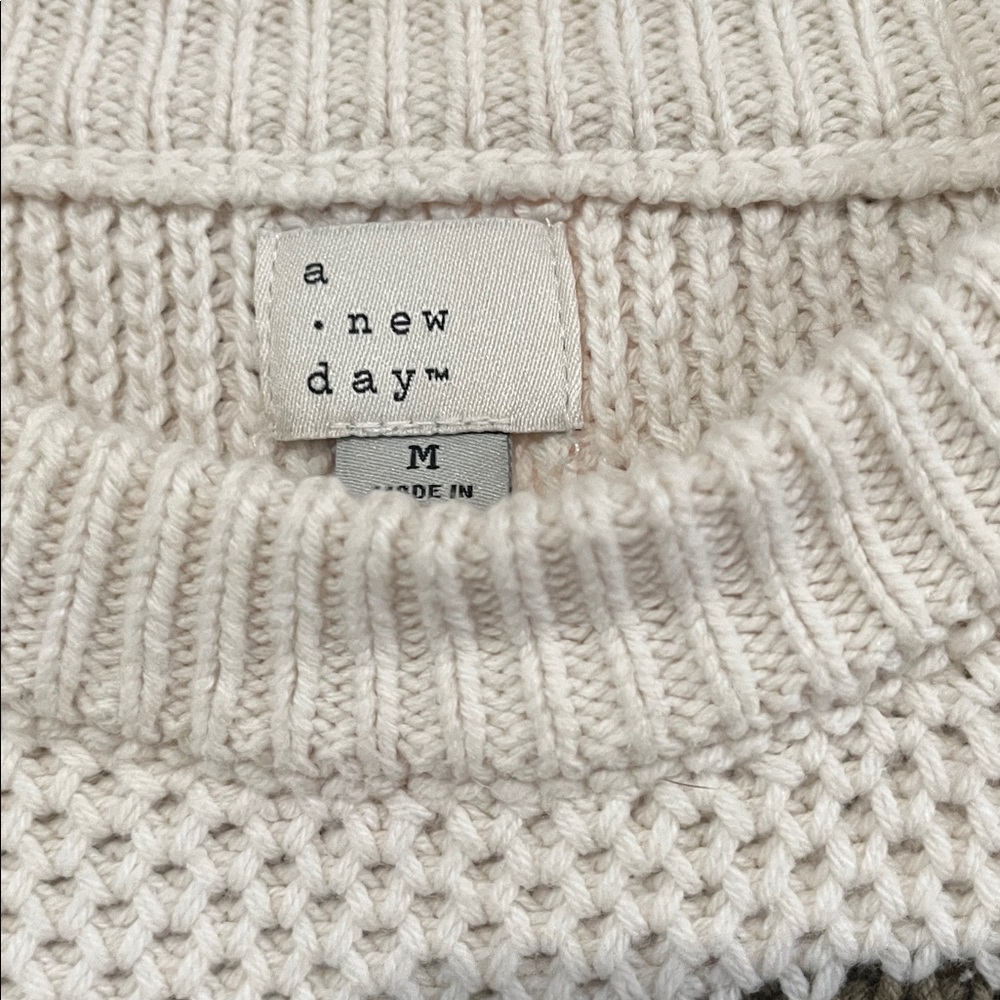 a new day Striped Crew Neck Sweater - White and Brown - Picture 2 of 3
